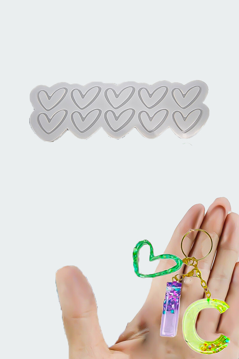 10'lu Kalp Anahtarlık Epoksi Kalıbı KHE875 - 