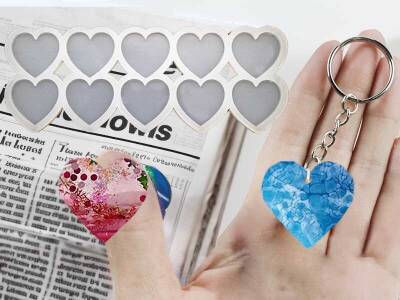 10'lu Kalp Anahtarlık Epoksi Reçine Kalıbı KHE709 - 1