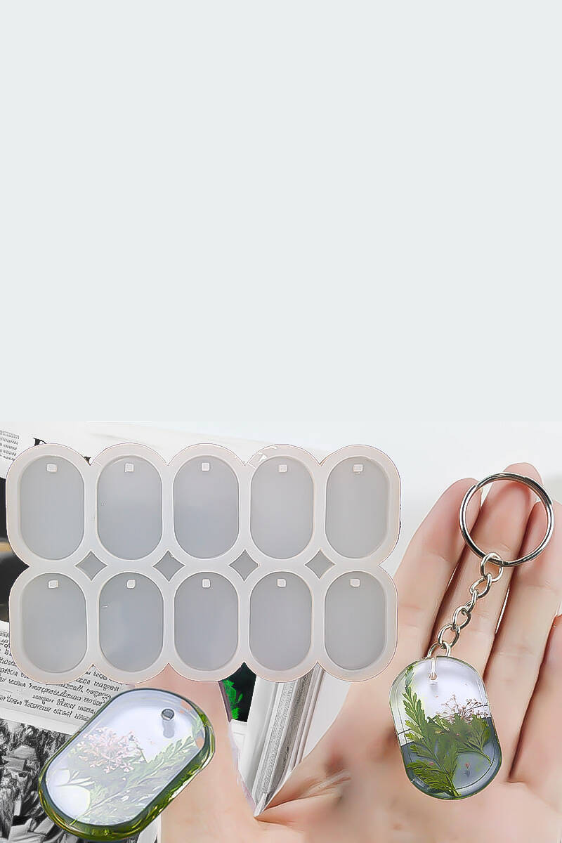 10'lu Oval Anahtarlık Epoksi Silikon Kalıbı KHE852 - 1