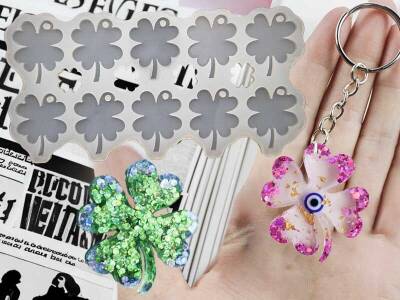 10'lu Yonca Anahtarlık Epoksi Reçine Kalıbı KHE724 - 1