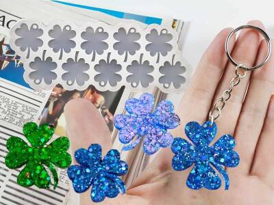 10'lu Yonca Model Anahtarlık Epoksi Reçine Kalıbı KHE627 - 1