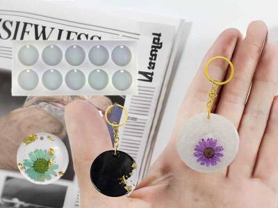 10'lu Yuvarlak Anahtarlık Epoksi Reçine Kalıbı KHE370 - 2