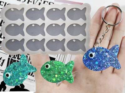 12'li Balık Anahtarlık Epoksi Reçine Kalıbı KHE723 - 1