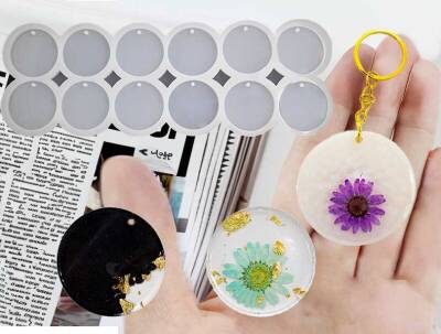 12'li Yuvarlak Anahtarlık Epoksi Reçine Kalıbı KHE532 - 1