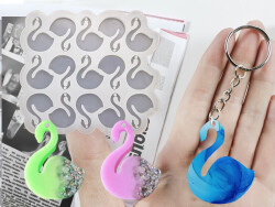 15'li Kuğu Kuşu Anahtarlık Epoksi Reçine Kalıbı KHE715 - 