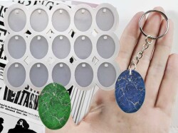 15'li Oval Anahtarlık Epoksi Reçine Kalıbı KHE721 - 