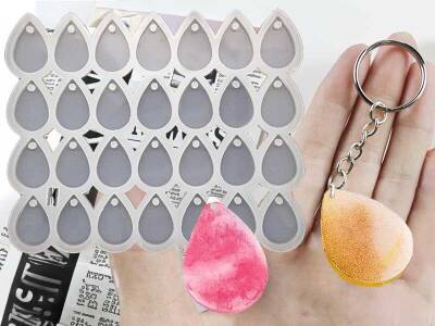 28'li Damla Anahtarlık Epoksi Reçine Kalıbı KHE718 - 1