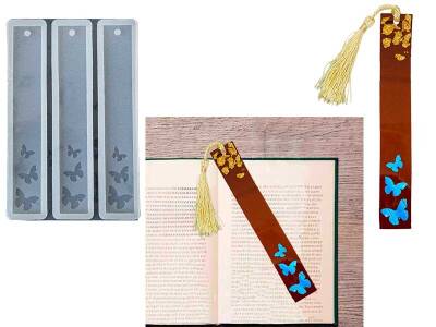 3'lü Kelebek Desen Kitap Ayracı Epoksi Reçine Kalıbı KHE649 - 1