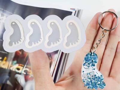 4'lü Ayak İzi Anahtarlık Epoksi Reçine Kalıbı KHE574 - 1