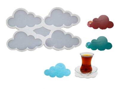 4'lü Bulut Model Bardak Altlığı Epoksi Reçine Kalıbı KHE449 - 1