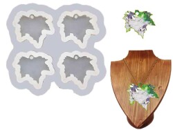 4'lü Çınar Yaprağı Model Kolye Epoksi Reçine Kalıbı KHE577 - 