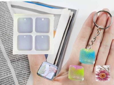 4'lü Kare Anahtarlık Epoksi Reçine Kalıbı KHE378 - 1