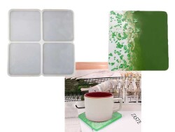 4'lü Kare Bardak Altlığı Epoksi Reçine Kalıbı KHE395 - 