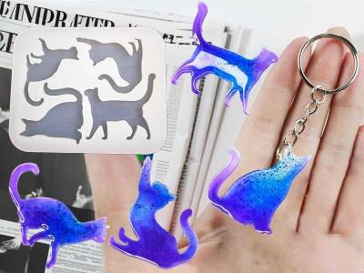 4'lü Kedi Magnet Epoksi Reçine Kalıbı KHE526 - 1