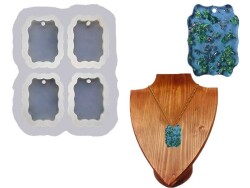 4'lü Tırtıklı Dikdörtgen Kolye Epoksi Reçine Kalıbı KHE578 - 