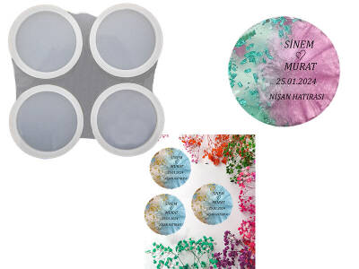 4'lü Yuvarlak Magnet Epoksi Reçine Kalıbı KHE796 - 1