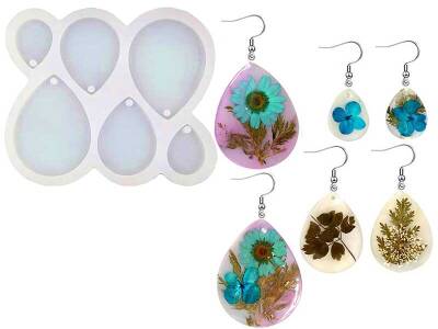 6'lı Damla Küpe Epoksi Reçine Kalıbı KHE419 - 1