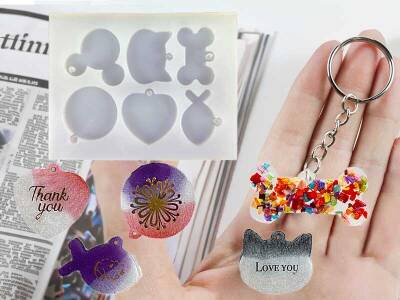 6'lı Farklı Model Anahtarlık Epoksi Reçine Kalıbı KHE379 - 2