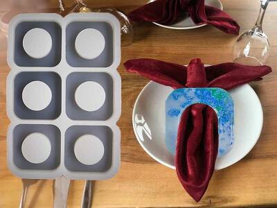 6'lı Kare Peçete Yüzüğü Epoksi Reçine Kalıbı KHE605 - 1