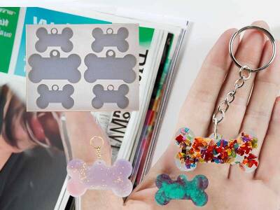 6'lı Köpek Kemik Anahtarlık Epoksi Reçine Kalıbı KHE461 - 1