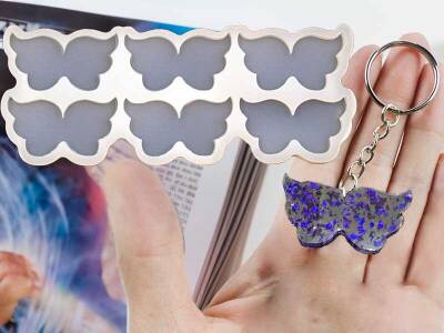 6'lı Melek Kanadı Anahtarlık Epoksi Reçine Kalıbı KHE452 - 1