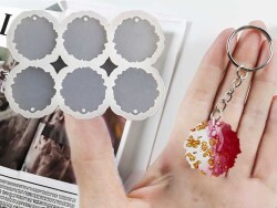 6'lı Tırtıklı Anahtarlık Epoksi Reçine Kalıbı KHE530 - 