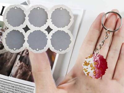 6'lı Tırtıklı Anahtarlık Epoksi Reçine Kalıbı KHE530 - 1