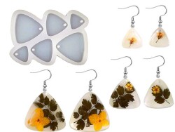 6'lı Üçgen Küpe Epoksi Reçine Kalıbı KHE412 - 