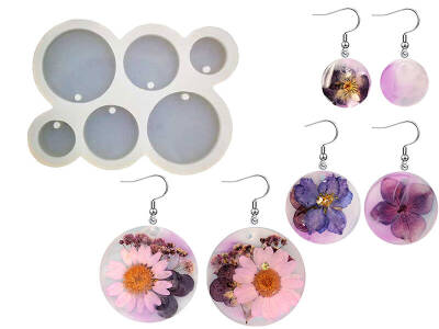 6'lı Yuvarlak Küpe Epoksi Reçine Kalıbı KHE418 - 1