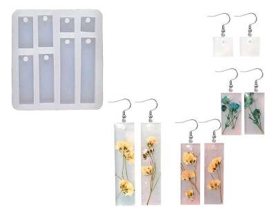 8'li Dikdörgen Küpe Epoksi Reçine Kalıbı KHE415 - 1