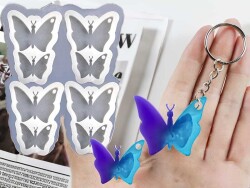 8'li Kelebek Anahtarlık Epoksi Reçine Kalıbı KHE645 - 