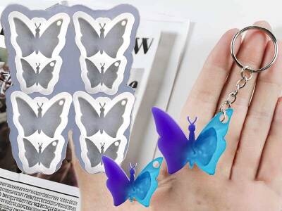 8'li Kelebek Anahtarlık Epoksi Reçine Kalıbı KHE645 - 1