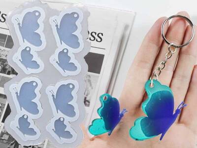 8'li Kelebek Anahtarlık Epoksi Reçine Kalıbı KHE647 - 1