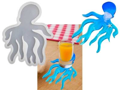 Ahtapot Bardak Altlığı Epoksi Reçine Kalıbı KHE523 - 1