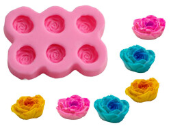 6'lı Gül Silikon Mum ve Sabun Kalıbı KHGUL32 - 