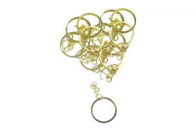 Altın Sarısı Zincirli Anahtarlık Halkası 20 Adet - 1