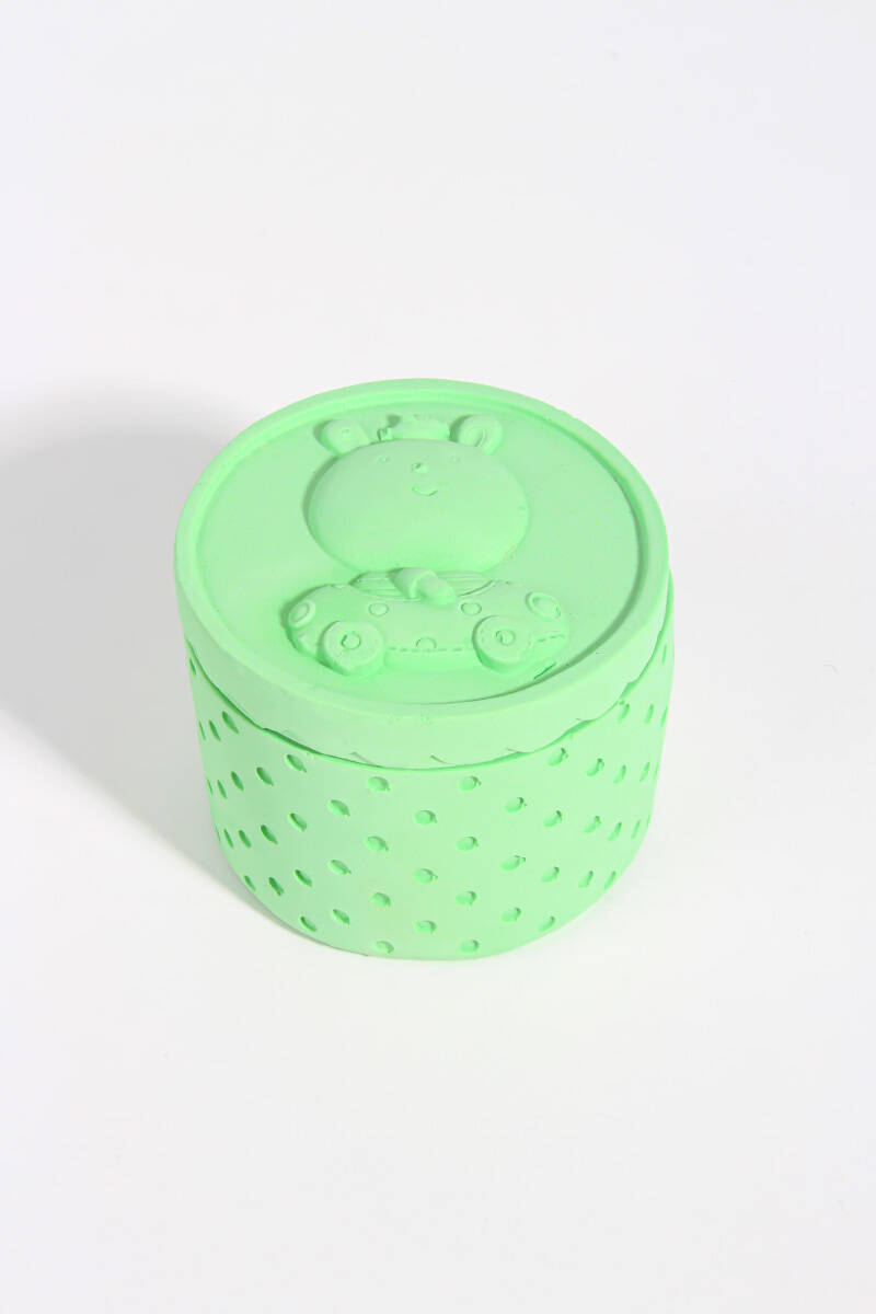 Ayıcık Figürlü Kapaklı Silindir Beton Taş Tozu Silikon Kalıbı KHB144 - 4