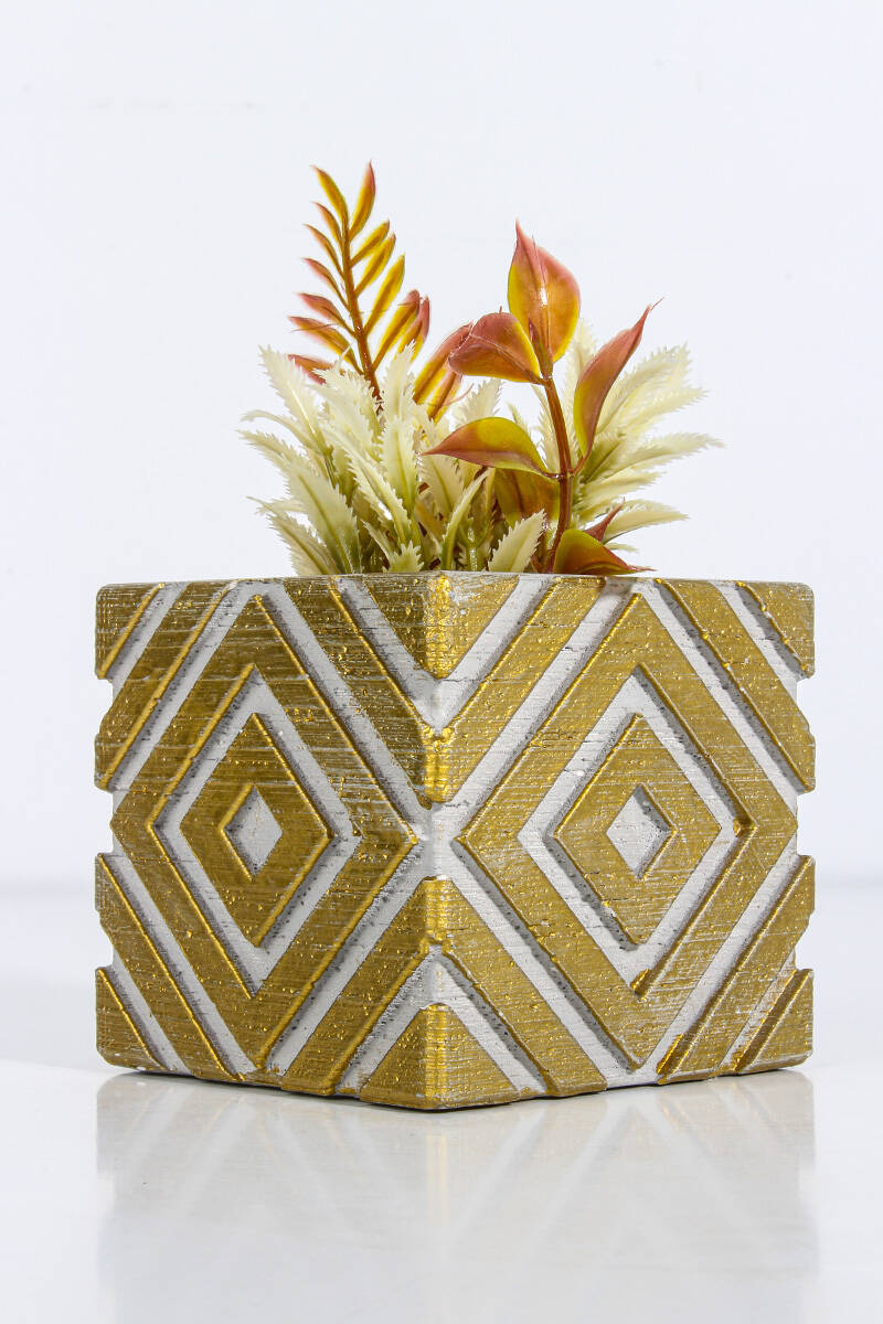 Kare Çizgi Desenli Sukulent Beton Taş Tozu Silikon Kalıbı KHB59 - 1