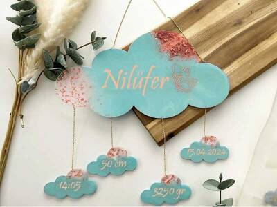 Bulut Model Bebek Kapı Süsü Epoksi Reçine Kalıbı KHE624 - 1