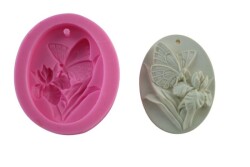 Oval Kelebekli Gül Detaylı Silikon Kalıbı KHGUL35 - 