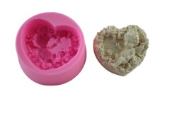 Çiçekli Kalp İçinde Oturan Kanatlı Melek Silikon Kalıp KHME16 - 