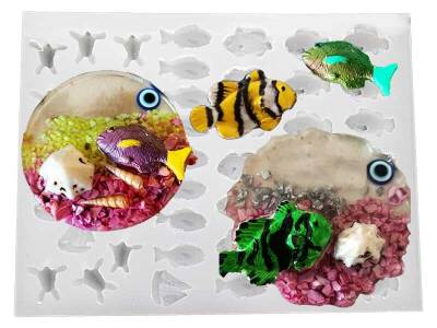 Çoklu Deniz Obje Magnet Süsleri Epoksi Reçine Kalıbı KHE732 - 1