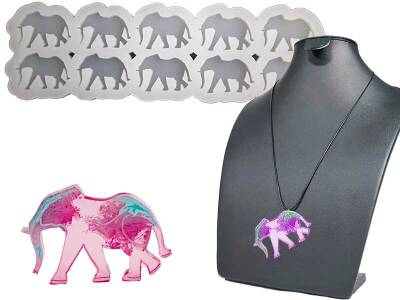 Epoksi Reçine 10'lu Fil Anahtarlık Kolye Ucu Kalıbı KHE531 - 1