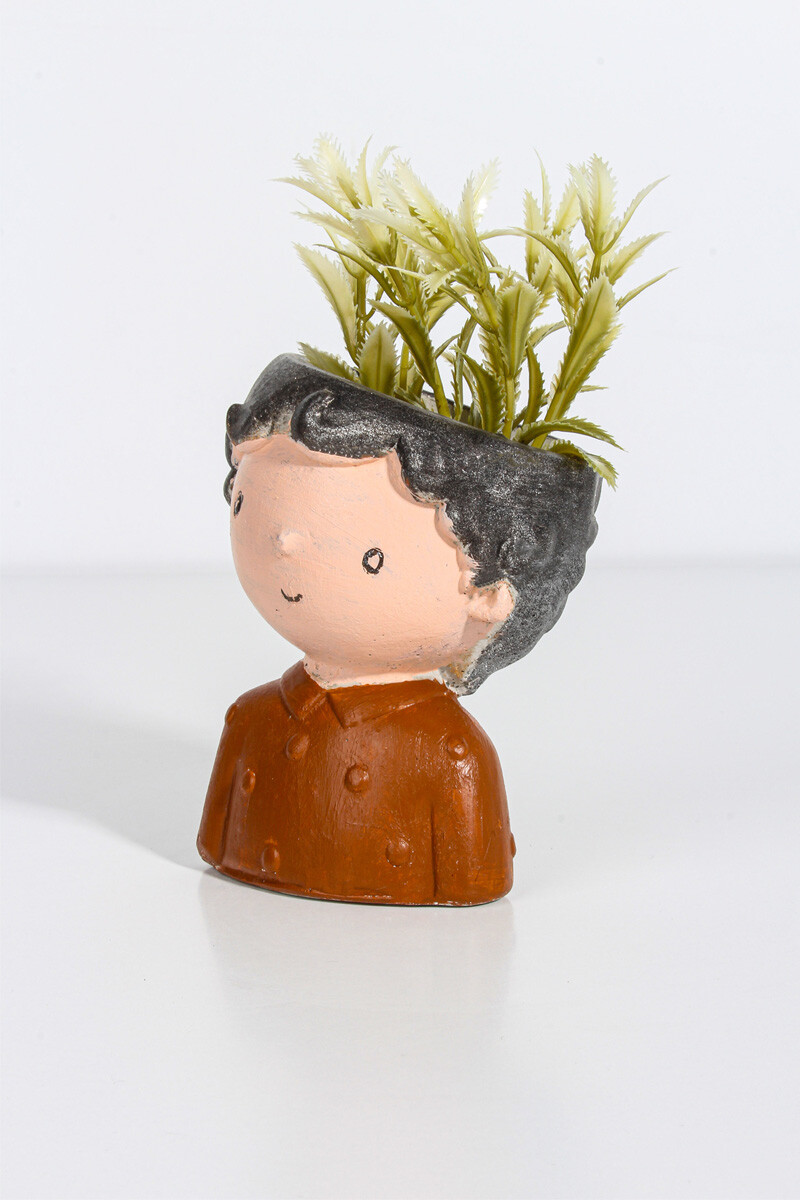 Erkek Çocuk Figürü Sukulent Beton Taş Tozu Silikon Kalıbı KHB74 - 2