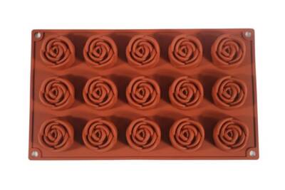 Gül Desenli 15'li Muffin Silikon Kek Kalıbı KHK18 - 2