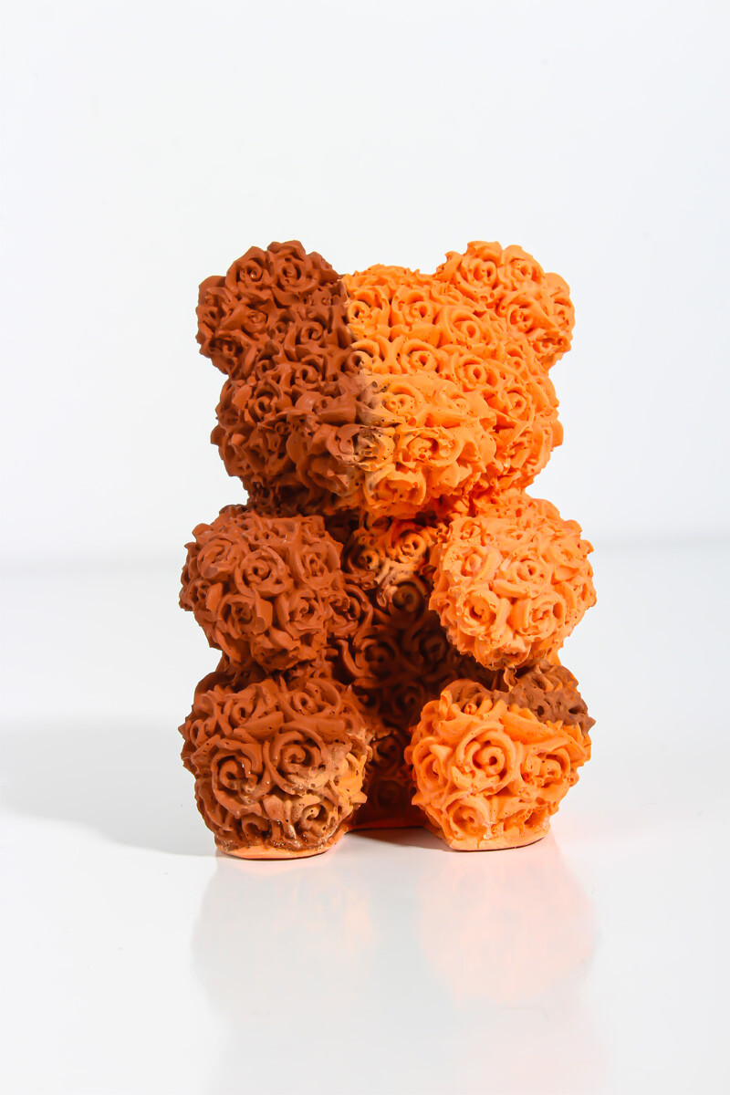 Gül Desenli Ayıcık Silikon Mum Kalıbı KHM304 - 