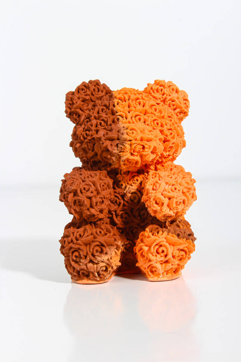 Gül Desenli Ayıcık Silikon Mum Kalıbı KHM304 - 1