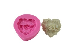 Gül Fiyonk Desenli Kalp Silikon Kalıbı KHKA14 - 