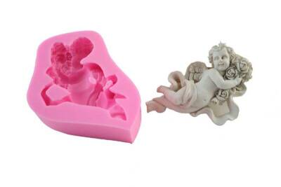 Güllerin İçinde Melek Figürlü Silikon Kalıp KHME23 - 1