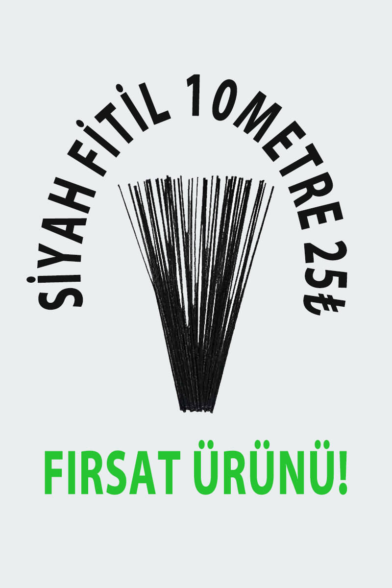 Hazır Mum Fitili Siyah 25cm 40Adet 10Metre - 1
